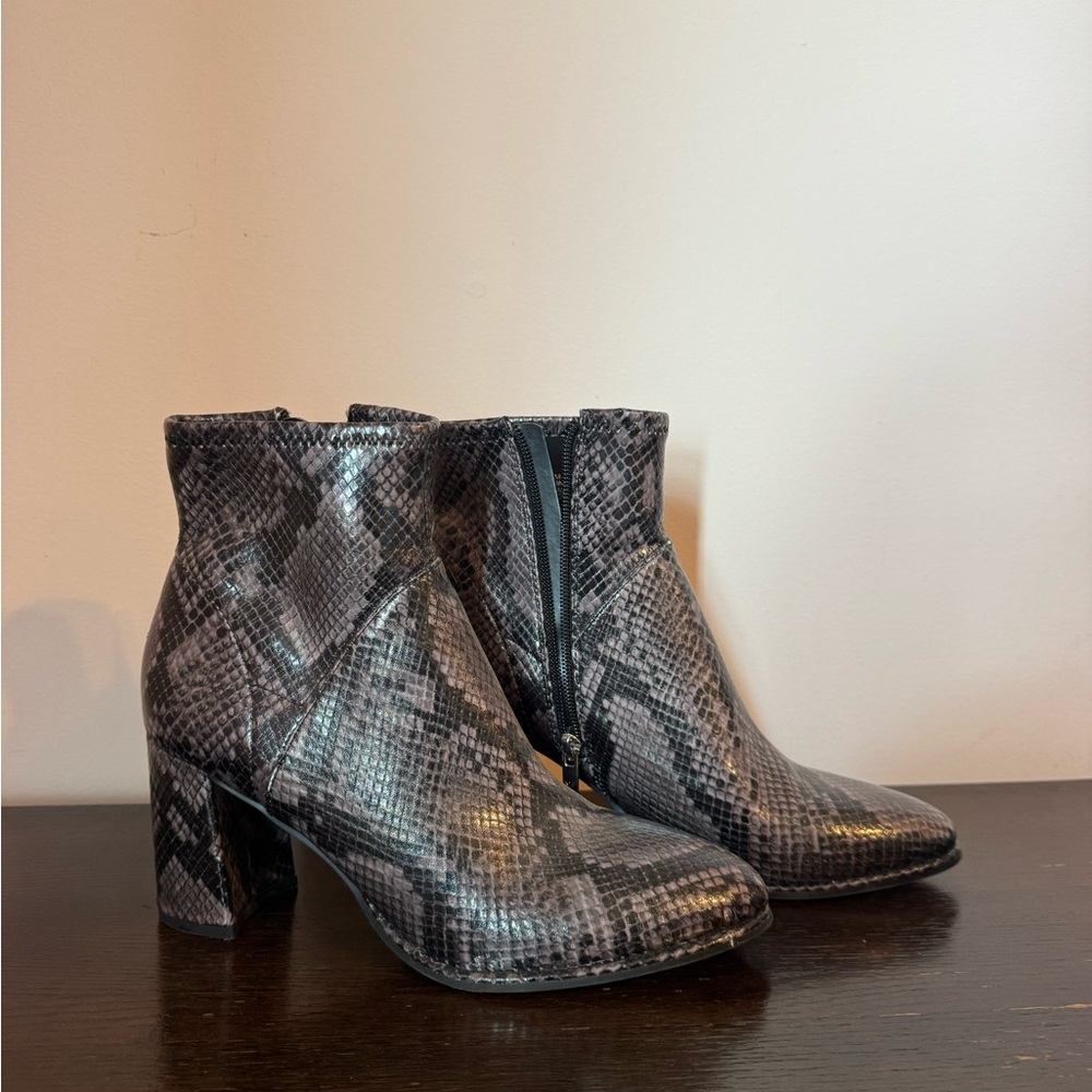 Snakeskin Patterned Ankle Boots